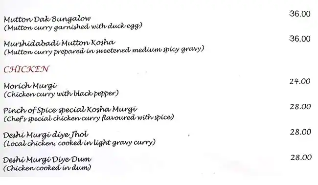 Pinch Of Spice Menu in Oud Metha, Dubai 