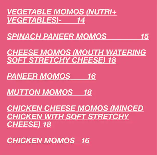 Momo Corner Menu in Bur Dubai 