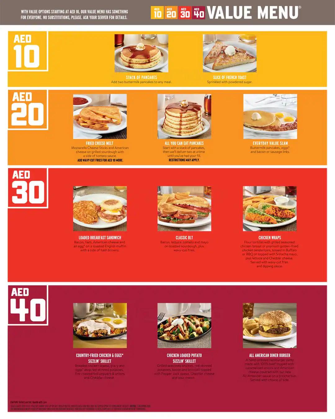 Denny's Menu in Dubai Festival Plaza, Jebel Ali , Dubai 