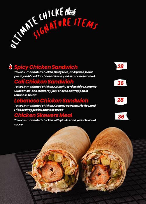 Ultimate Chicken - Wraps Menu in Burj Khalifa Area 