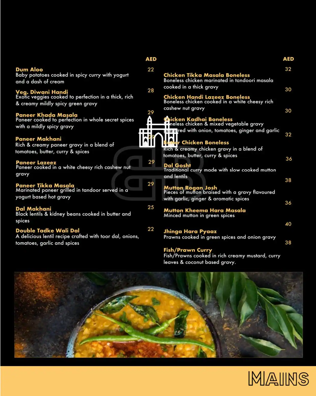 Bombay Bistro Menu in Al Nahda, Dubai 