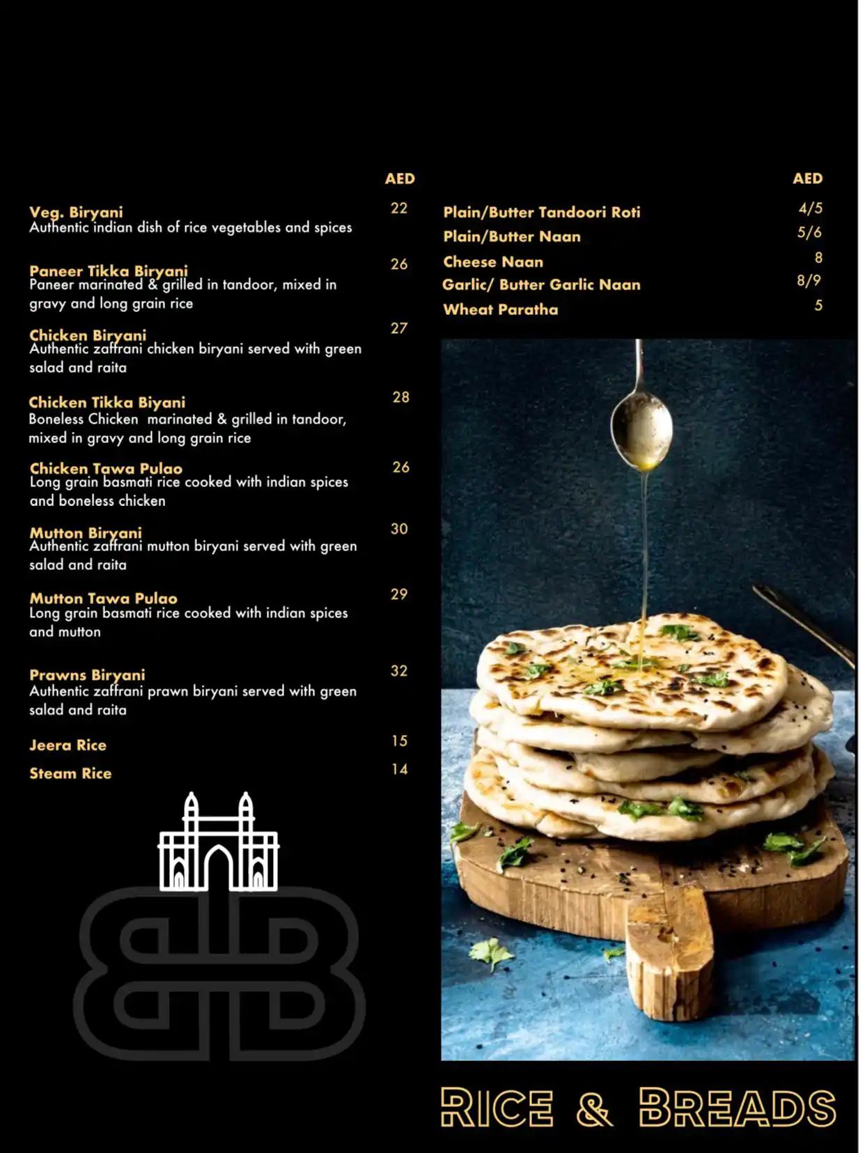 Bombay Bistro Menu in Al Nahda, Dubai 