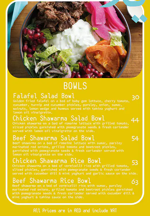 Yalla Shawarma Menu in Burj Khalifa Area 