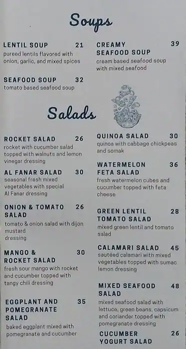 Al Fanar Seafood Market - الفنر Menu 