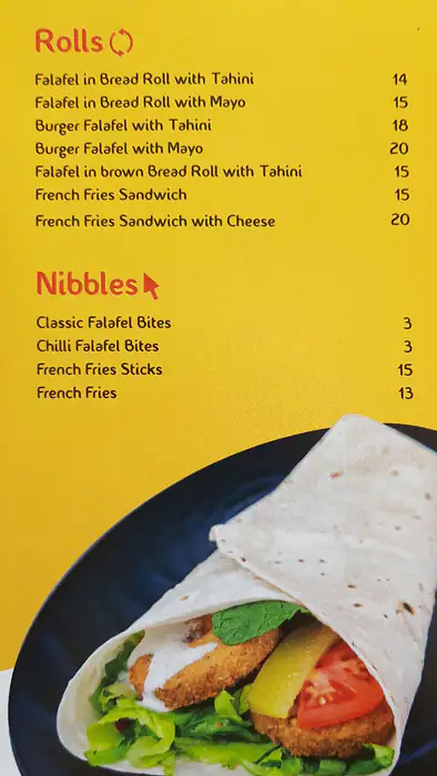 @Falafel Menu in Jumeirah Beach Residence (JBR), Dubai 