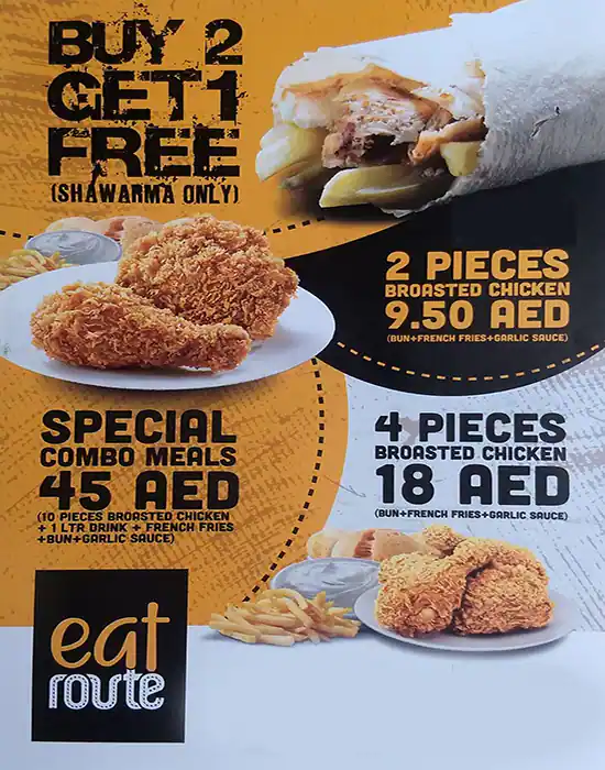 Eat Route Menu in Yasmeen Building, Hor Al Anz, Dubai 