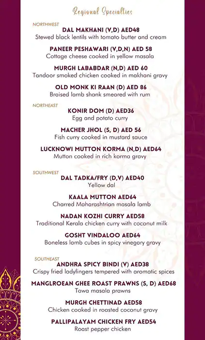 Masala Bazaar - Park Regis Kris Kin Hotel Menu 