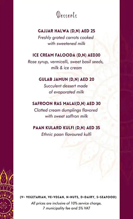 Masala Bazaar - Park Regis Kris Kin Hotel Menu 