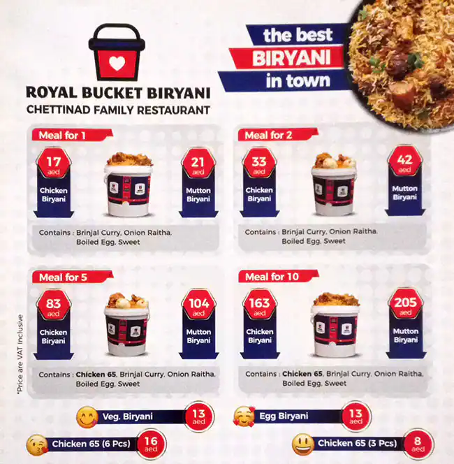 Royal Bucket Biryani Menu in Al Karama, Dubai 