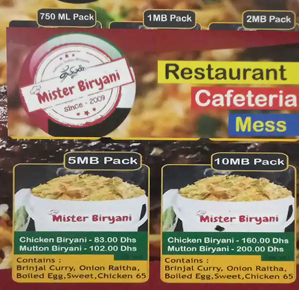 Mister Biryani Restaurant Menu 