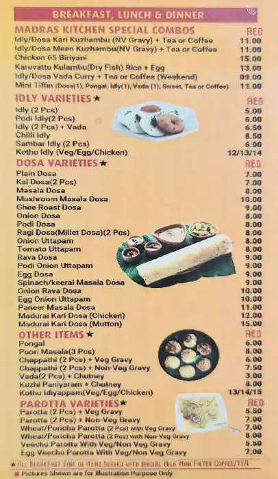 Madras Kitchen Restaurant Menu 