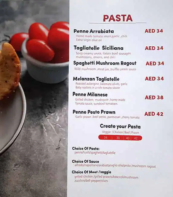 Perfetto Pizzeria Menu in Jumeirah Village, Dubai 