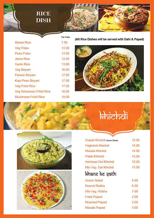 Swades Vegetarian Restaurant Menu 