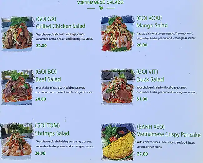 Vietnamese Snack Food Cafe Menu 