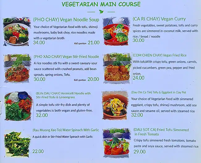 Vietnamese Snack Food Cafe Menu 