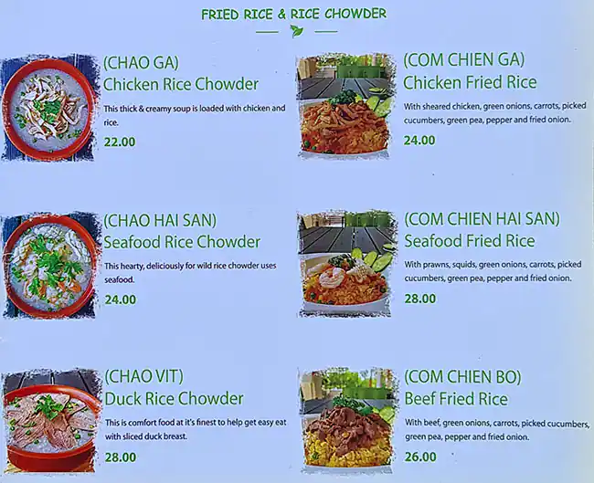 Vietnamese Snack Food Cafe Menu 