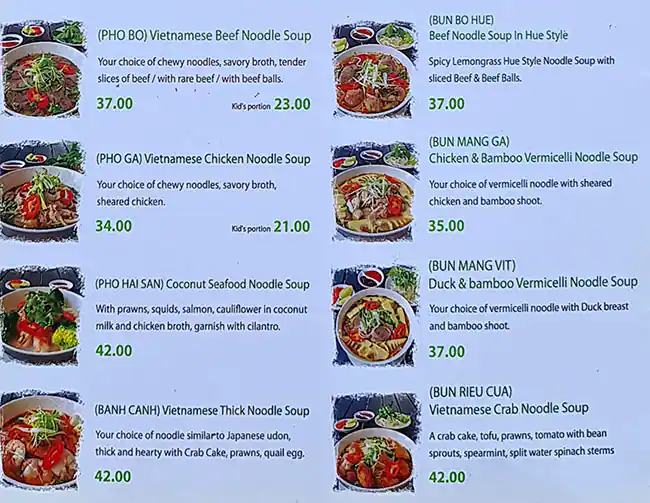 Vietnamese Snack Food Cafe Menu 