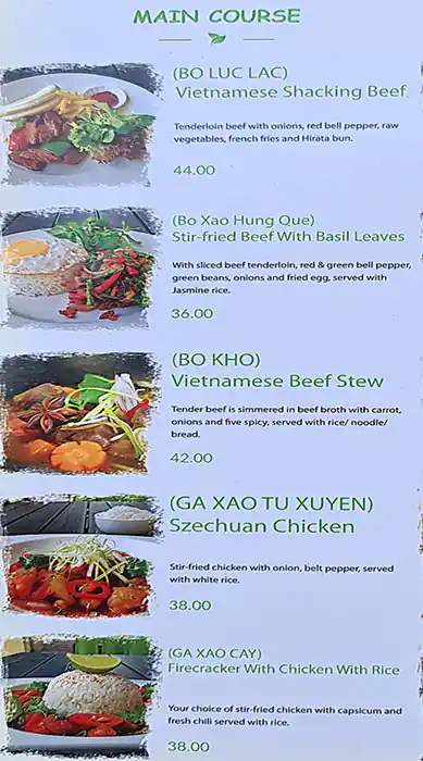 Vietnamese Snack Food Cafe Menu 