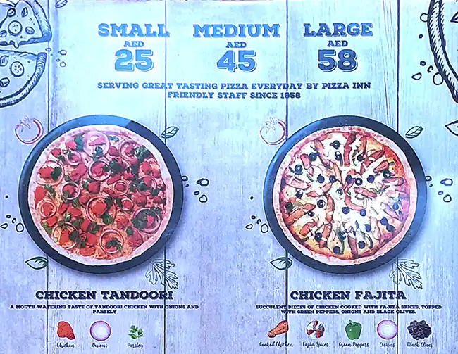 Pizza Inn Menu in Al Muteena, Dubai 