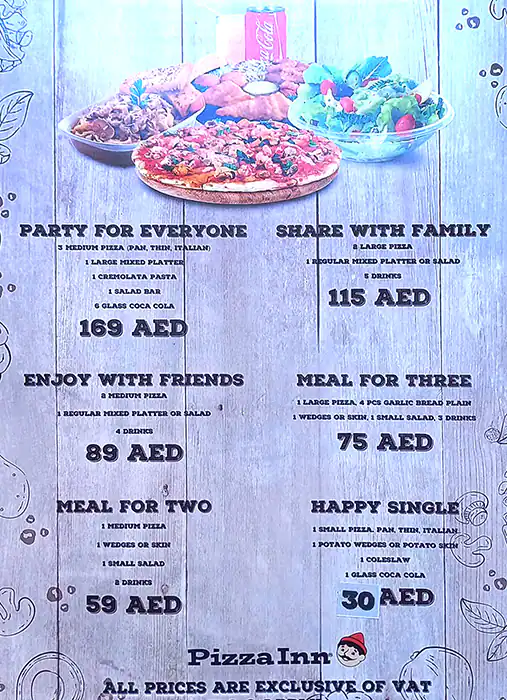 Pizza Inn Menu in Al Muteena, Dubai 