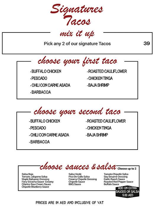 Maia – California Style Taqueria Menu 