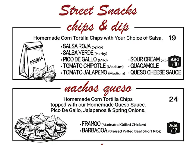 Maia – California Style Taqueria Menu 