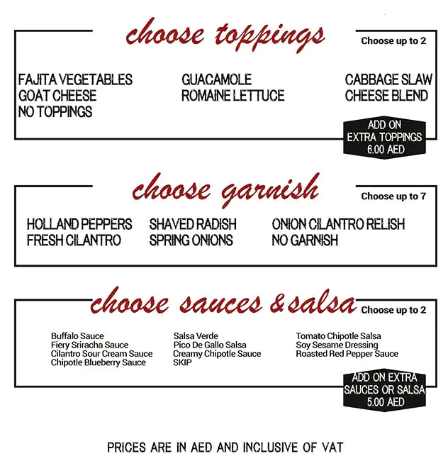 Maia – California Style Taqueria Menu 