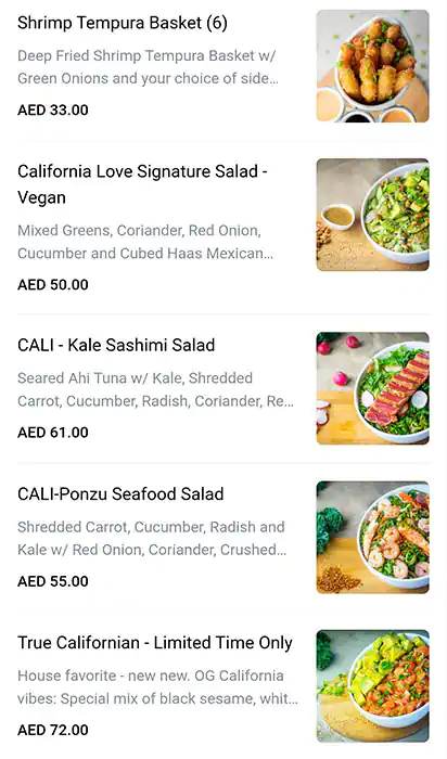 CALI-POKE California Seafood House Menu 