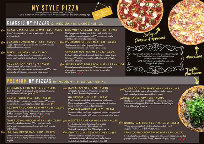 Russo's New York Pizzeria Menu 