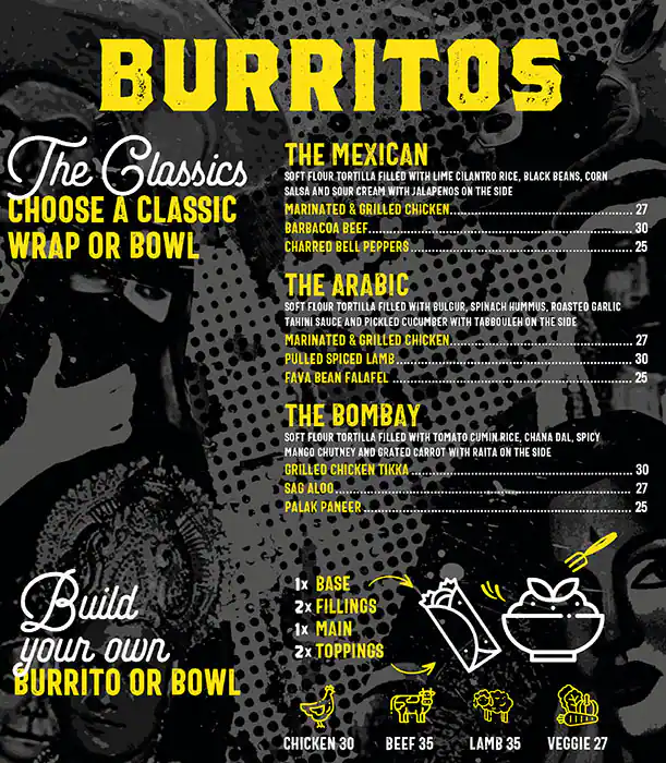 Burrito Beyond Borders Menu in South Market, Gate Avenue, DIFC, Dubai 