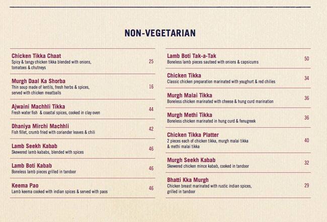 Indian Express Menu in Financial Center 