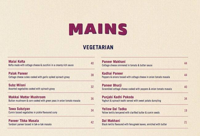 Indian Express Menu in Financial Center 