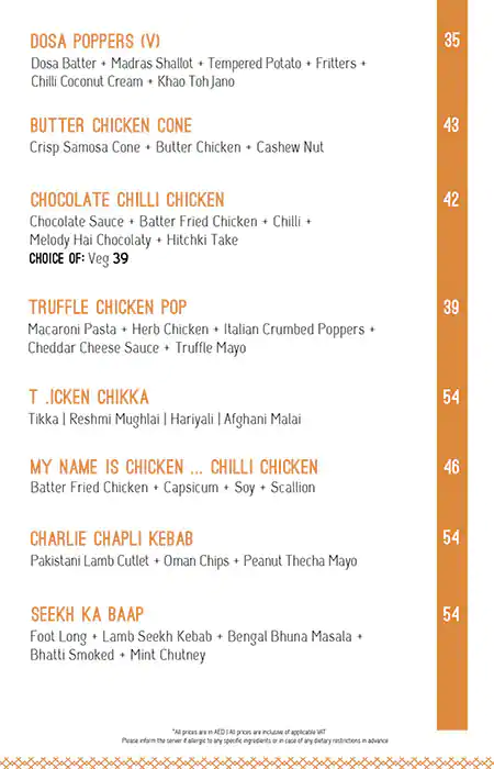 Hitchki Global Indian Restaurant Menu 