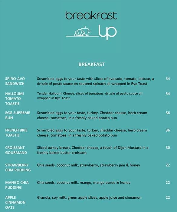 Breakfast Up Menu in Financial Center 