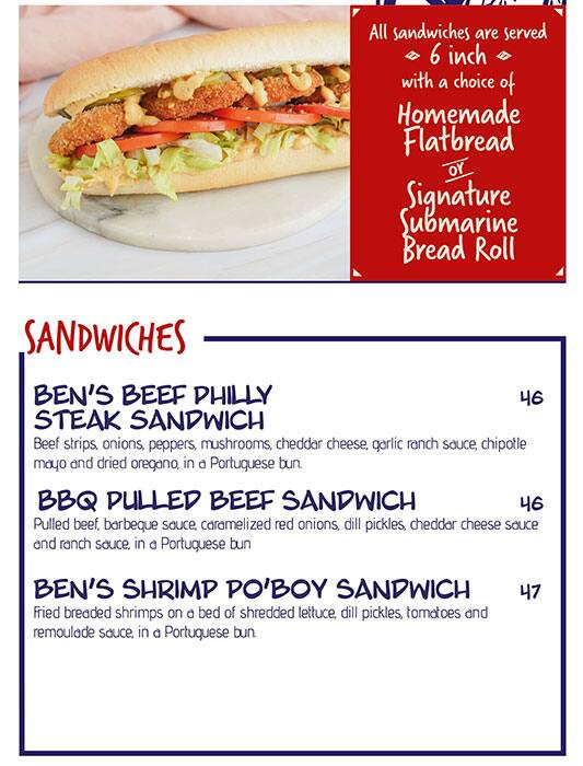 Ben's Famous Subs Menu in Barsha 