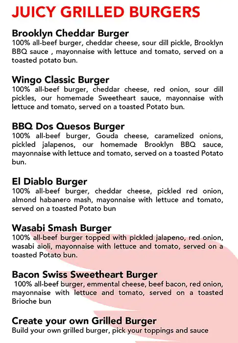 WINGO – House of Wings Menu in Burj Khalifa Area 