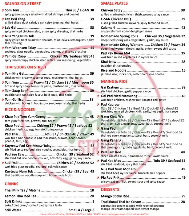 Asian Street Menu in Cluster F, Jumeirah Lake Towers, Dubai 