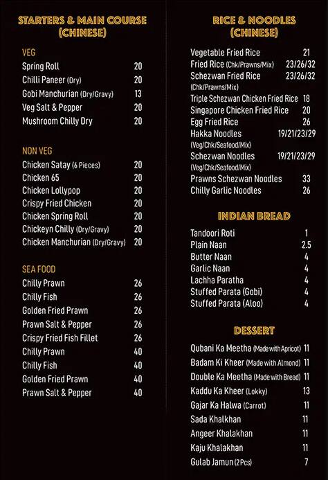 Nizamat Hyderabad Menu in Deira 