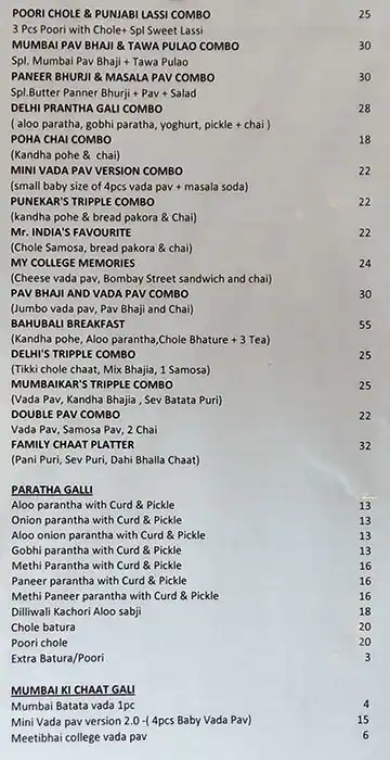 Chaat Bistro Menu in Al Karama, Dubai 