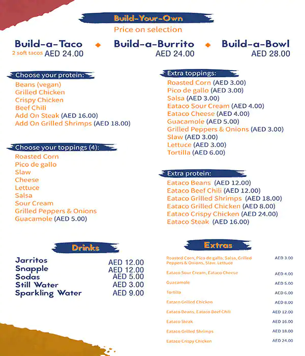 Taco Eataco Menu in New Dubai 