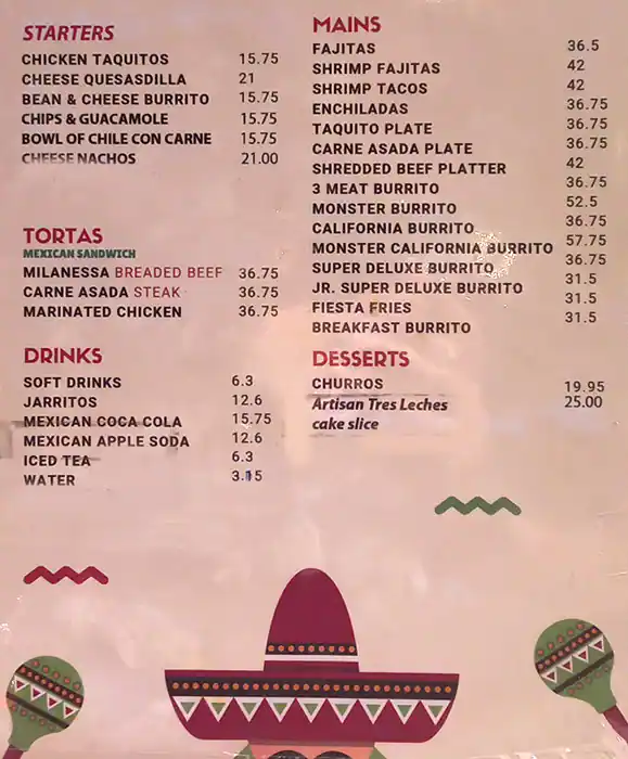 Chalco's Mexican Grill - تشالكوس ماكسيكان غريل Menu 