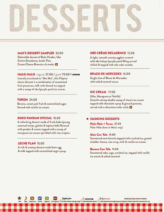 Max's Restaurant Menu in Jebel Ali 