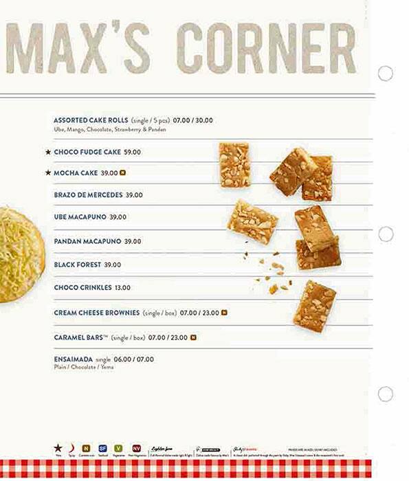 Max's Restaurant Menu in Jebel Ali 