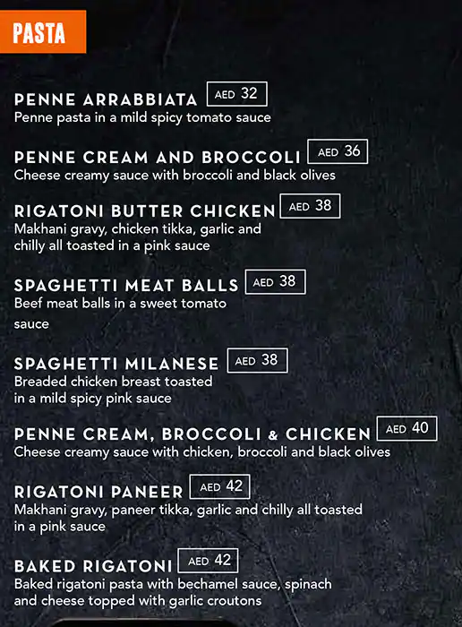 Project P Menu in Burj Khalifa Area 