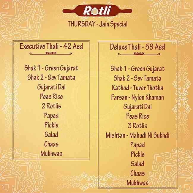 Rotli Menu in New Dubai 