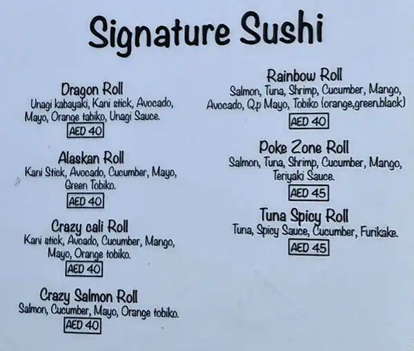 Poke Zone Menu in Dubai Marina, Dubai 