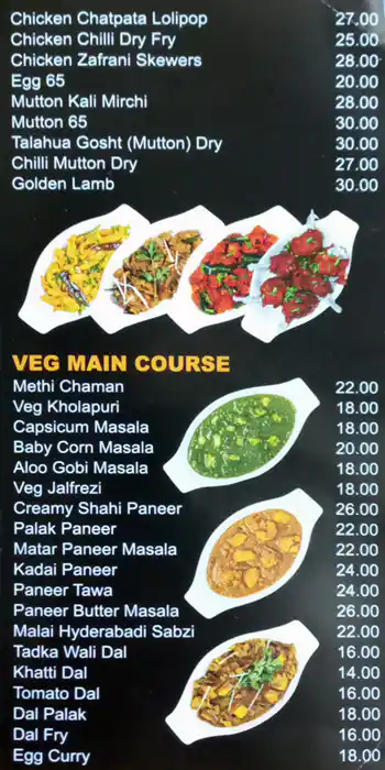 Hyderabad Fusion Restaurant Menu 