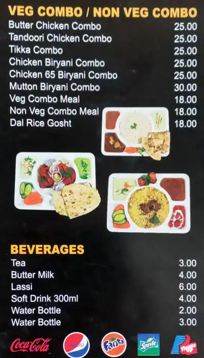 Hyderabad Fusion Restaurant Menu 