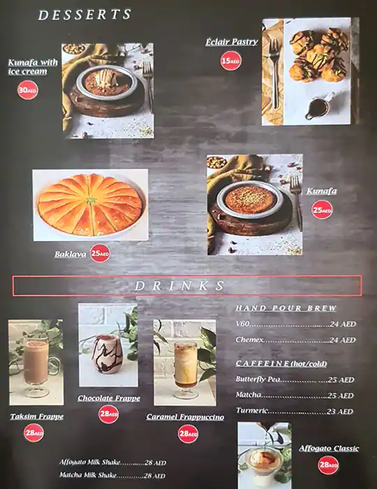 Taksim Cafe & Restaurant Menu in Umm Suqeim, Dubai 