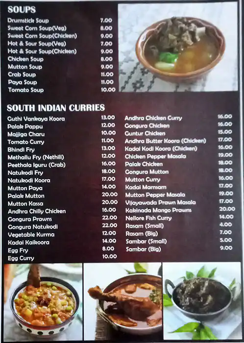 Nandini Andhra Restaurant Menu 